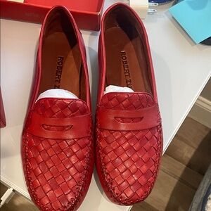 NWT- Robert Zur Vibrant Red Woven Loafers